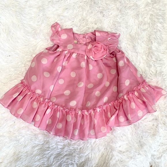 Marinellata Pink ruffle polka dot dress size 6-9M - Picture 1 of 9
